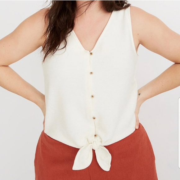 NWT Madewell | button front tie tank - Picture 1 of 6